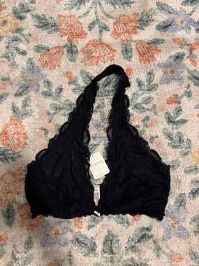 Free People Black Lace Halter Bralette